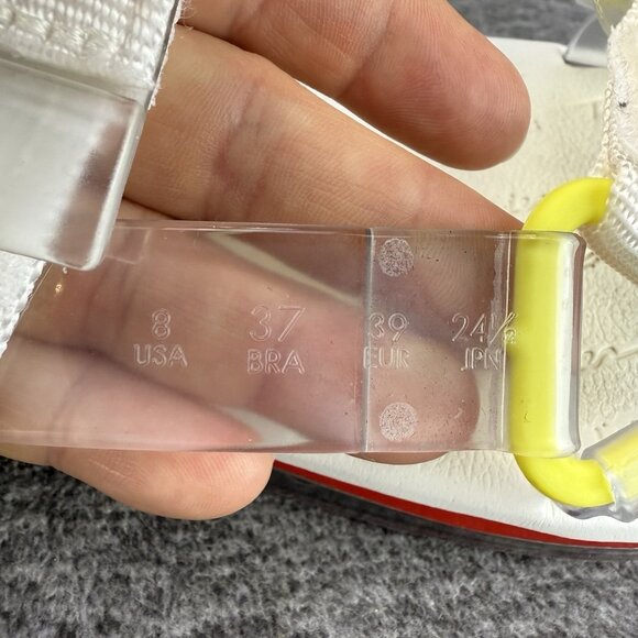 ✅Melissa Papete Rider Sport Sandals Womens 8 Rubber Hook & Loop White/Yellow/Red - Picture 2 of 10
